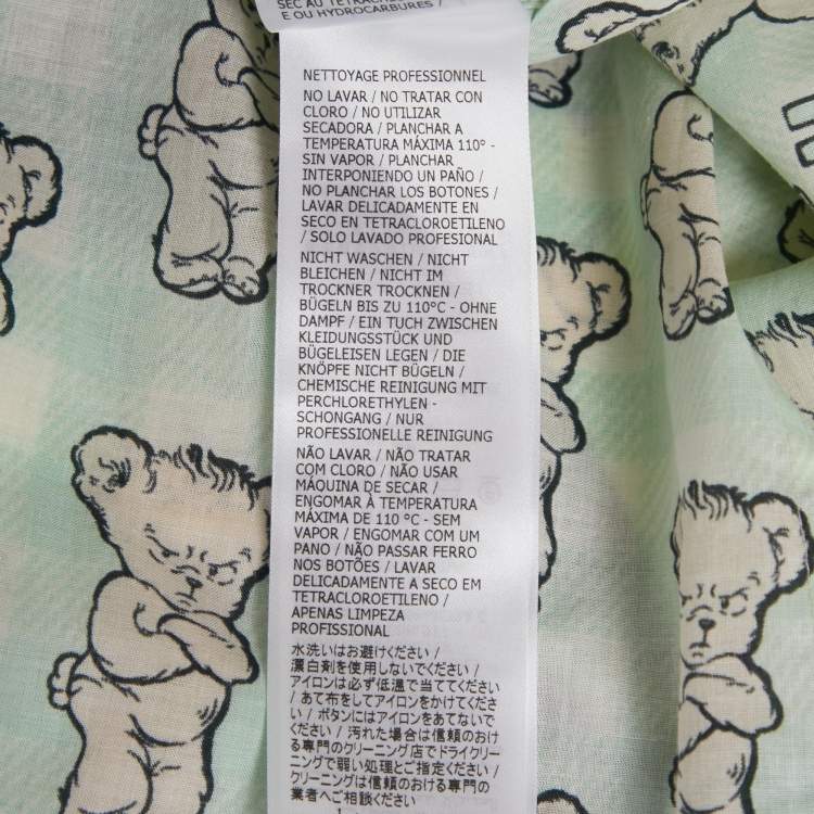 Pre Owned طقم بيجاما غوتشي ها ها ها قطن مطبوع أخضر كبير