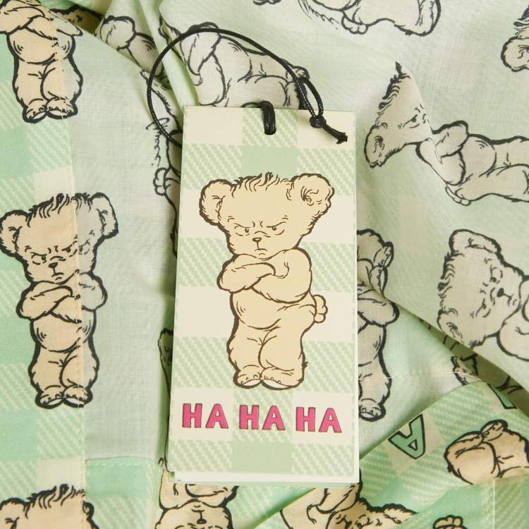 Pre Owned طقم بيجاما غوتشي ها ها ها قطن مطبوع أخضر كبير