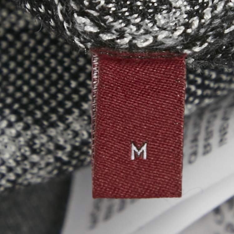 Pre Owned Gucci Grey /Black GG Intarsia Wool Blend Cardigan M