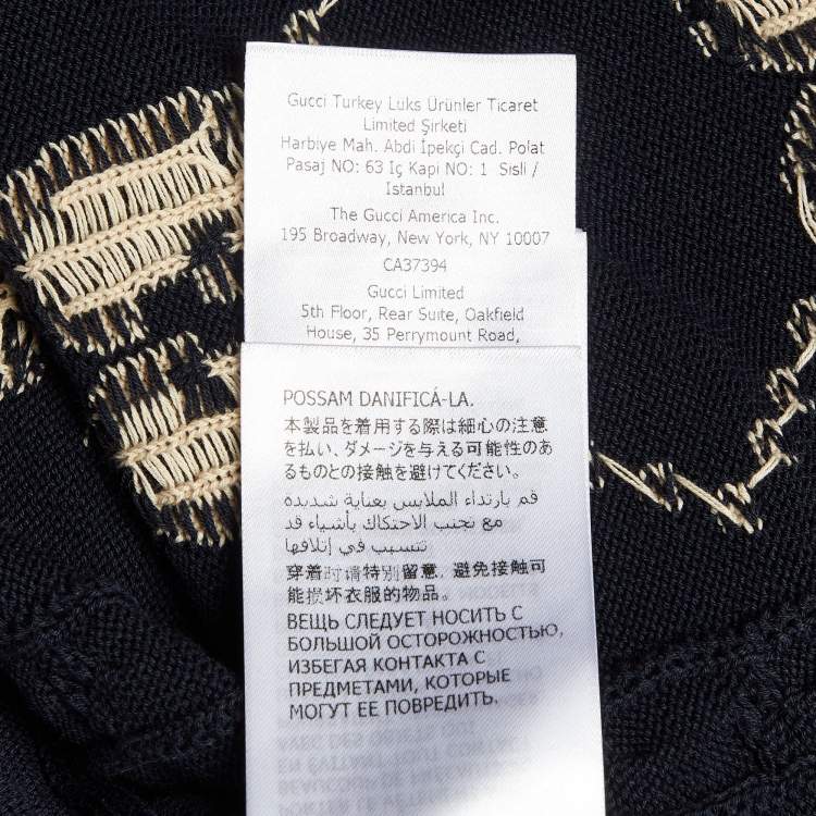 Pre Owned Gucci Navy Blue GG Argyle Knit Polo T-Shirt M