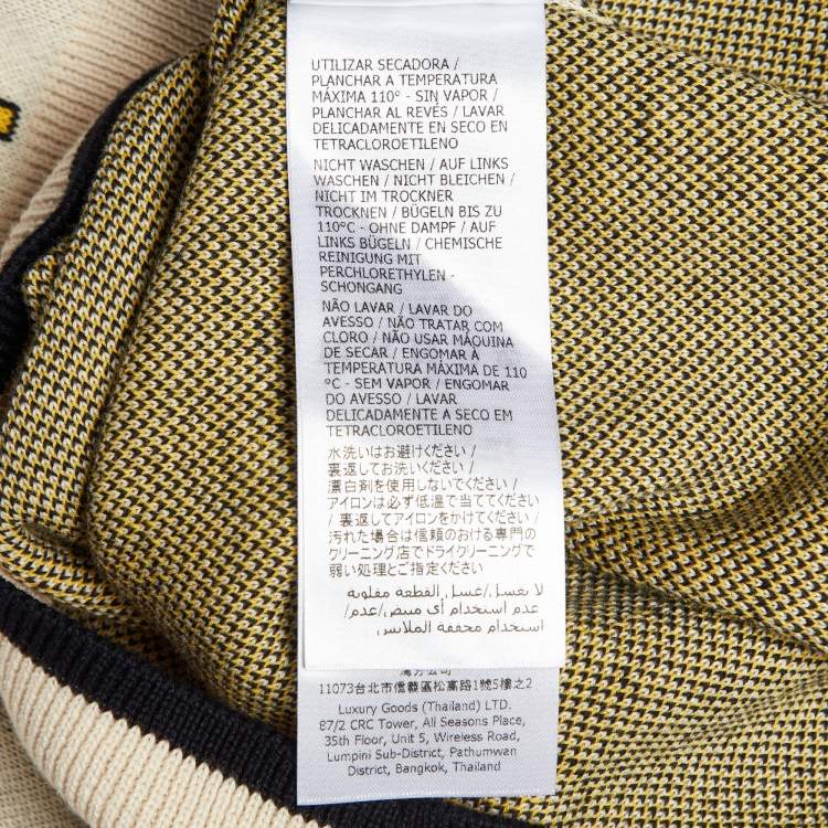 Pre Owned Gucci Cream GG Cotton Knit Short Sleeve Shirt L 