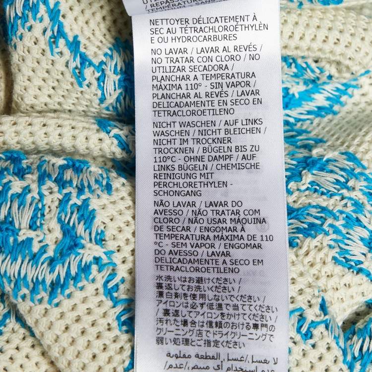 Pre Owned Gucci Off White GG Cotton Knit Polo T-Shirt M