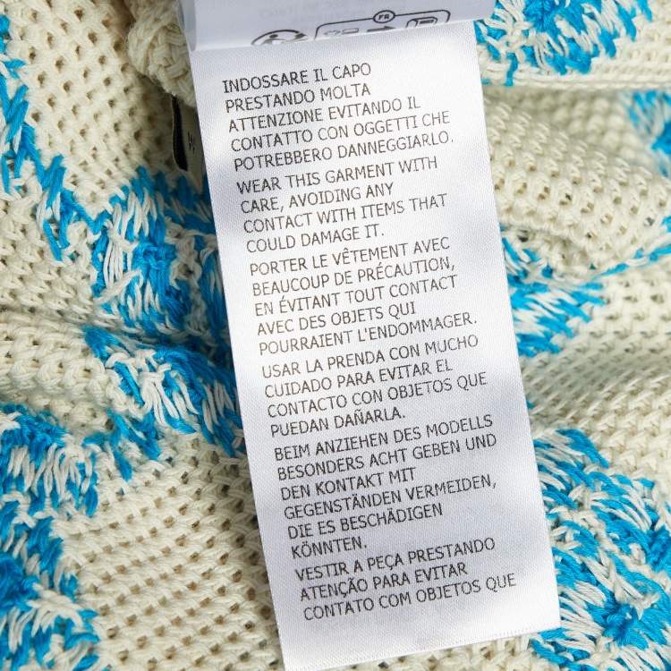 Pre Owned Gucci Off White GG Cotton Knit Polo T-Shirt M