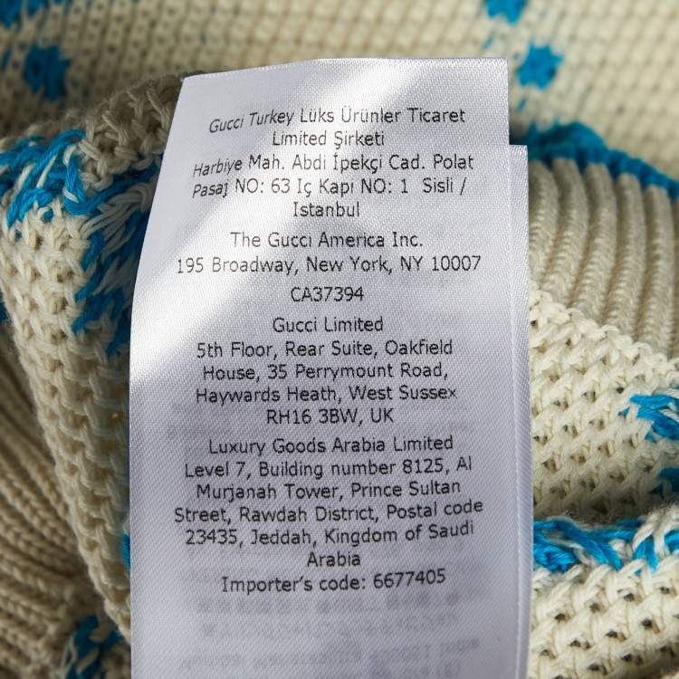 Pre Owned Gucci Off White GG Cotton Knit Polo T-Shirt M