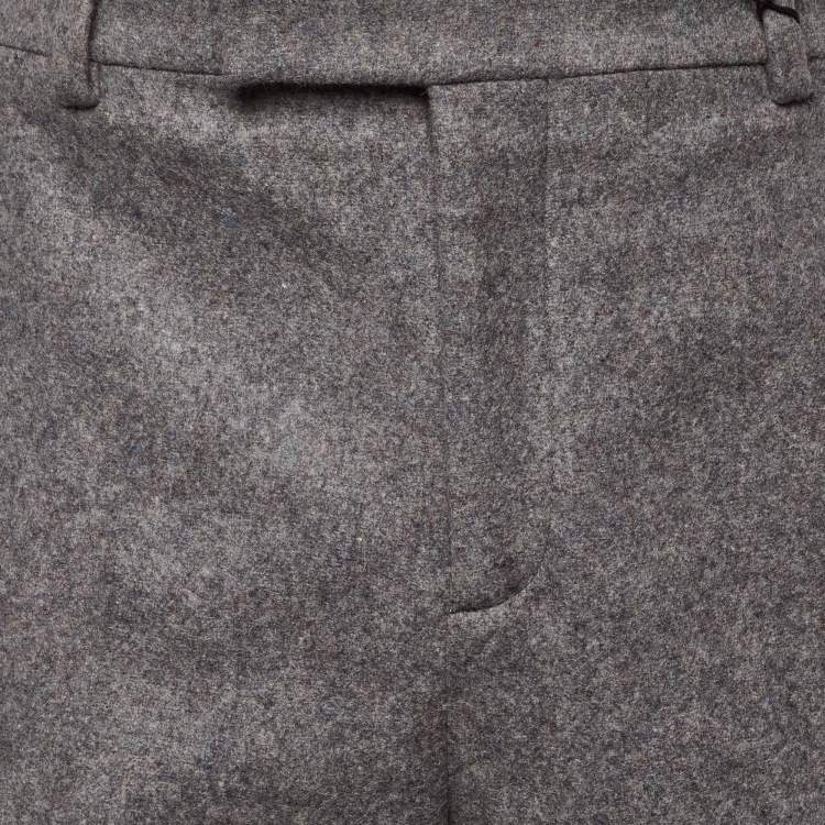 Pre Owned Gucci Grey Wool & Cashmere Cuffed Hem Shorts L