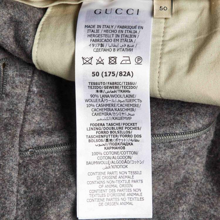 Pre Owned Gucci Grey Wool & Cashmere Cuffed Hem Shorts L