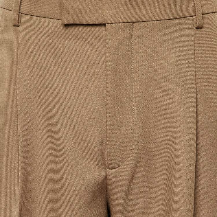 Pre Owned Gucci Beige Gabardine Wide Leg Pants M/Waist 33"