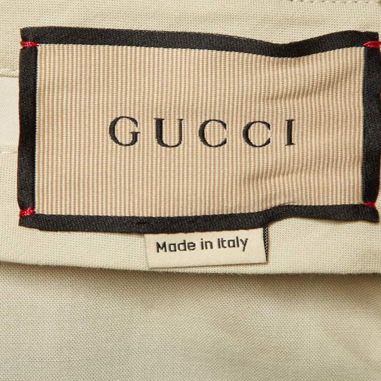 Pre Owned Gucci Beige Gabardine Wide Leg Pants M/Waist 33"