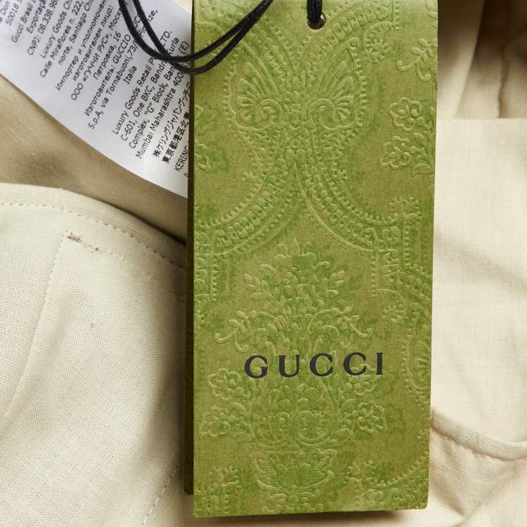 Pre Owned Gucci Beige Gabardine Wide Leg Pants M/Waist 33"