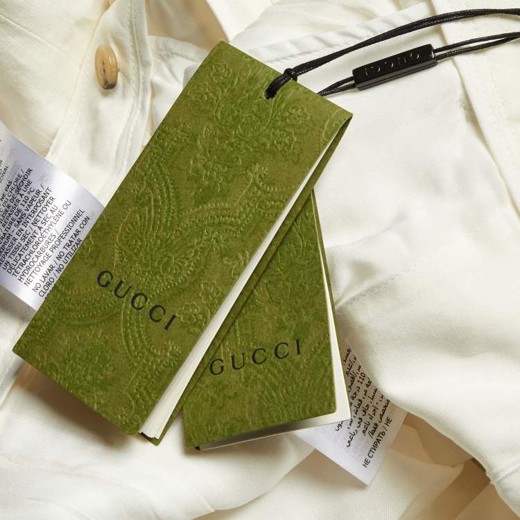 Pre Owned Gucci Ivory Linen Pleated Shorts M/Waist 33"