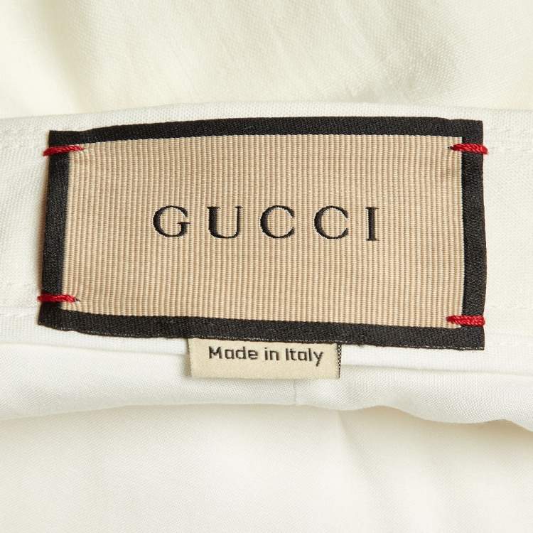 Pre Owned Gucci Ivory Linen Pleated Shorts M/Waist 33"