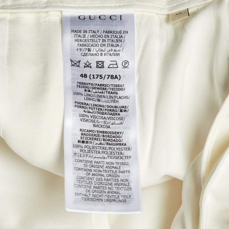 Pre Owned Gucci Ivory Linen Pleated Shorts M/Waist 33"