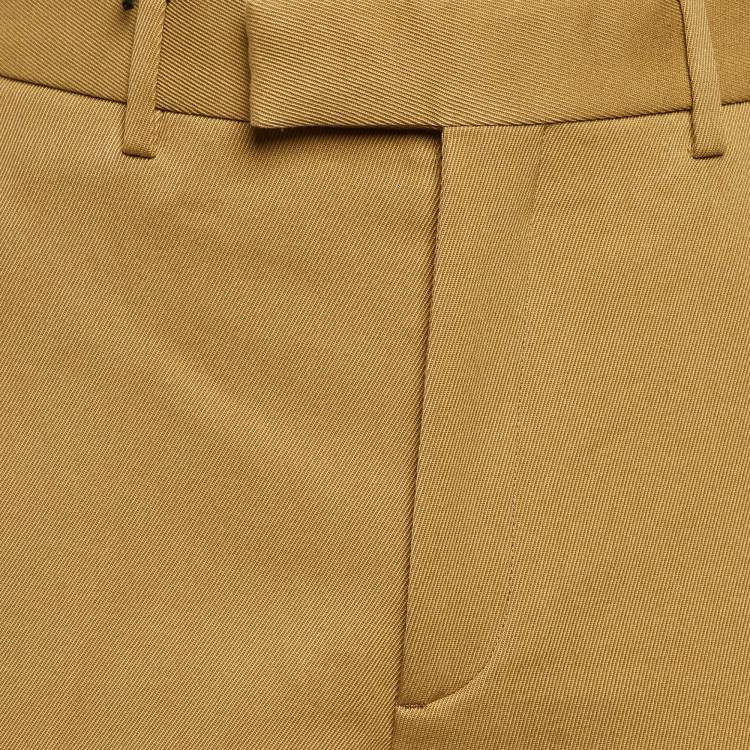 Pre Owned Gucci Khaki Beige Cotton Web Striped Pants M/Waist 32"
