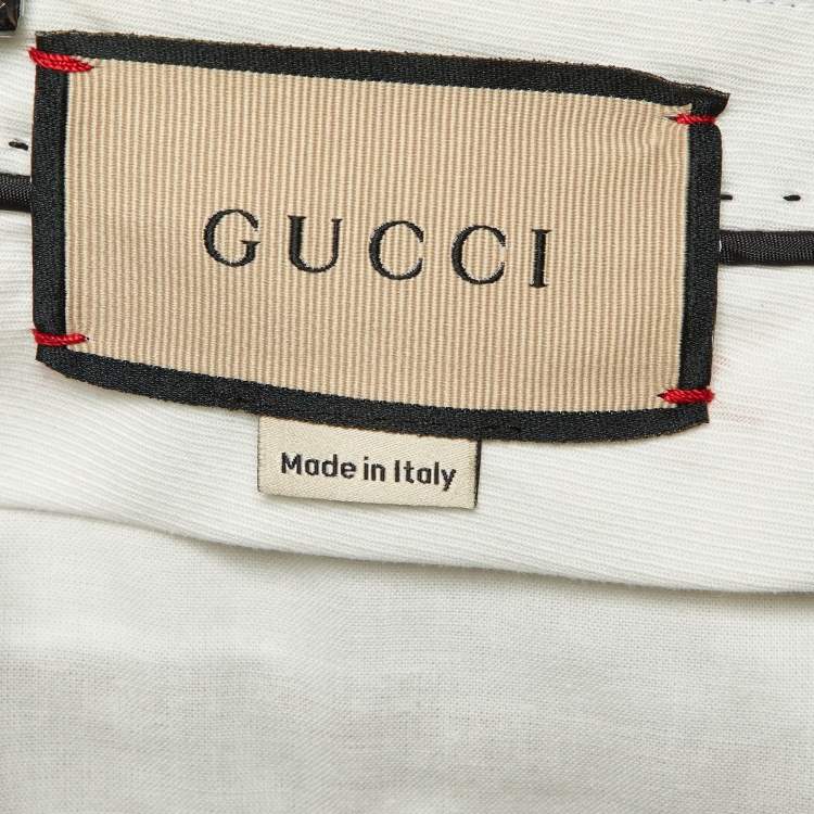 Pre Owned Gucci Khaki Beige Cotton Web Striped Pants M/Waist 32"