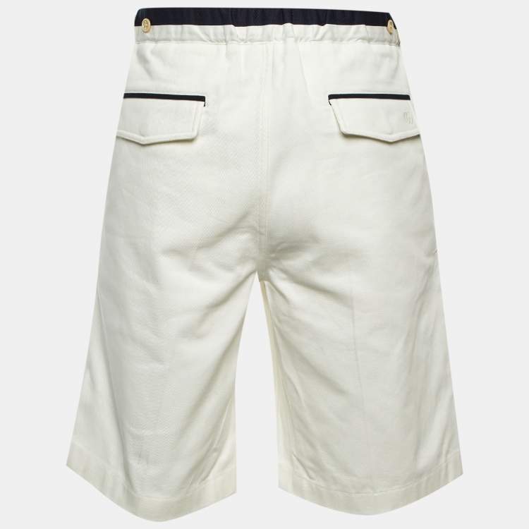 Pre Owned Gucci White Cotton Contrast Trim Shorts M/Waist 32"