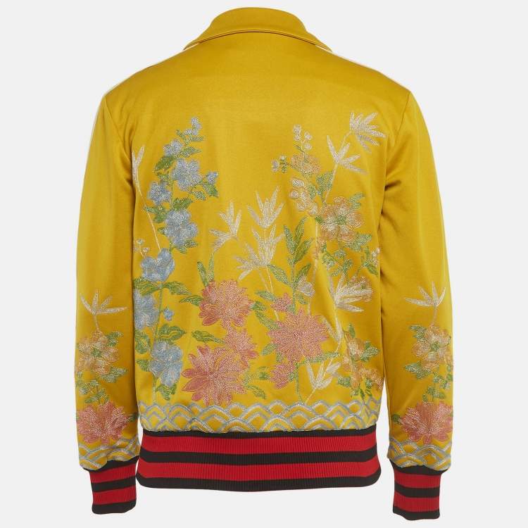 Pre Owned Gucci x Dover Street Market Yellow Embroidered Jersey Jacket S