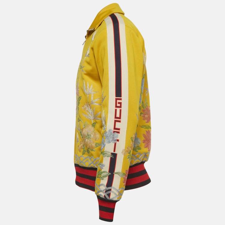 Pre Owned Gucci x Dover Street Market Yellow Embroidered Jersey Jacket S