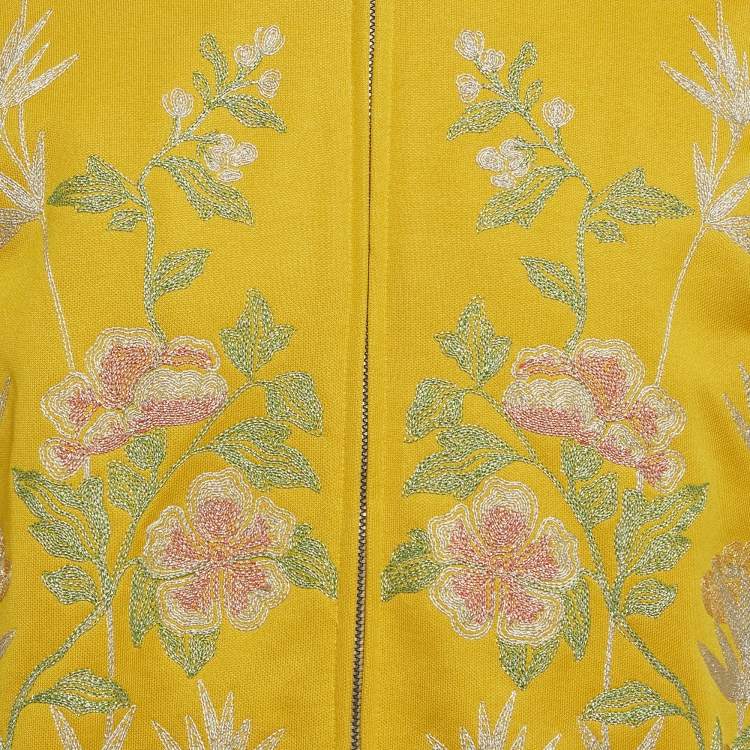 Pre Owned Gucci x Dover Street Market Yellow Embroidered Jersey Jacket S