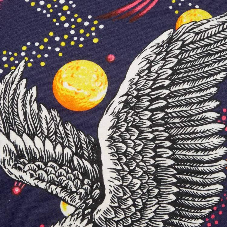 Pre Owned Gucci Blue Space Eagle Print Cotton Sweatshirt M