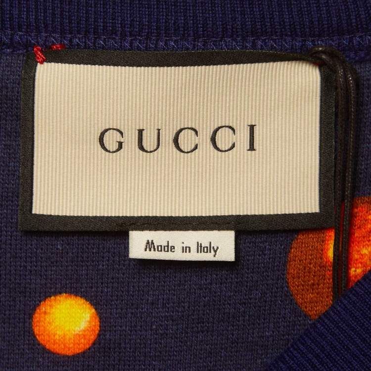 Pre Owned Gucci Blue Space Eagle Print Cotton Sweatshirt M