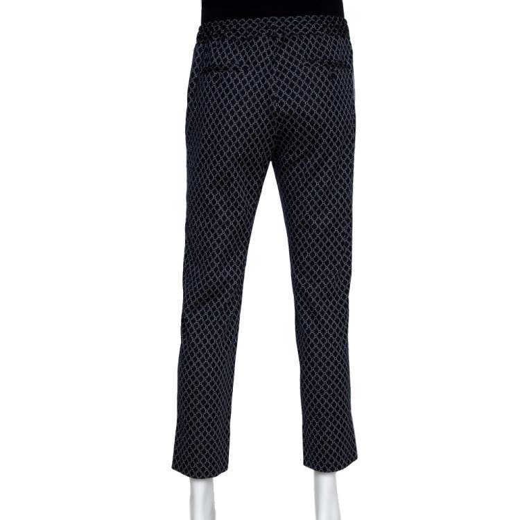 Pre Owned Gucci Navy Blue G Frames Jersey Track Pants M