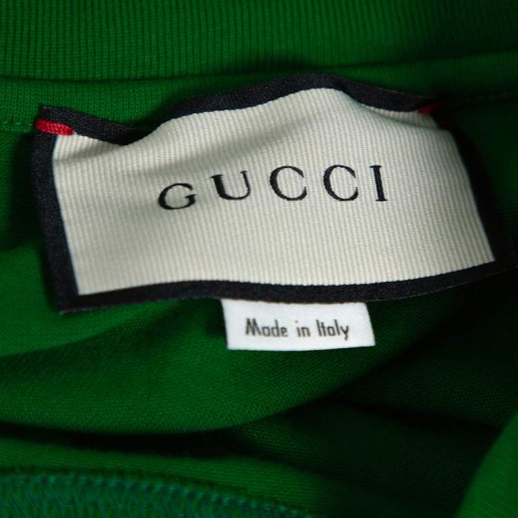 Pre Owned Gucci Green Logo Print Cotton Oversized T-Shirt S