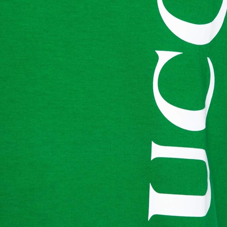 Pre Owned Gucci Green Logo Print Cotton Oversized T-Shirt S