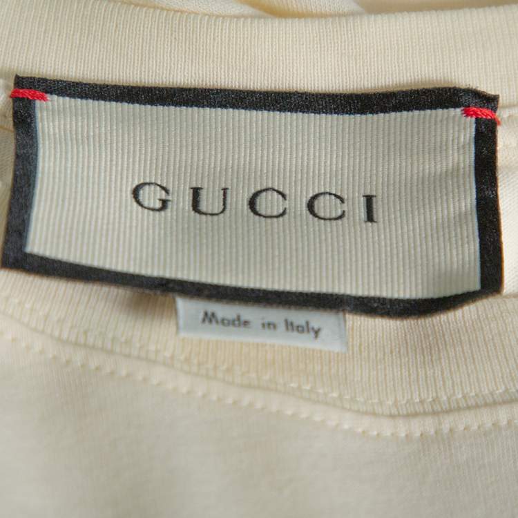 مملوكة مسبقًا Gucci Cream Mouth Print Cotton Crew Neck T-Shirt XL
