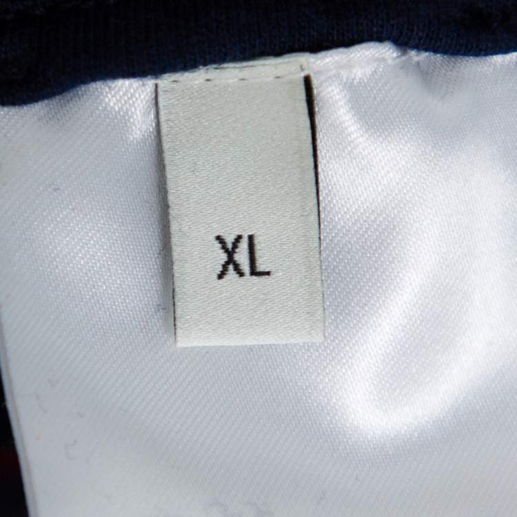 Pre Owned Gucci Navy Blue Knit Logo Jacquard Joggers XL