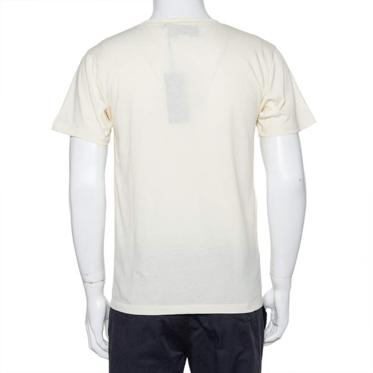 Pre Owned Gucci Cream Tiger Printed Cotton Crewneck T-Shirt XS