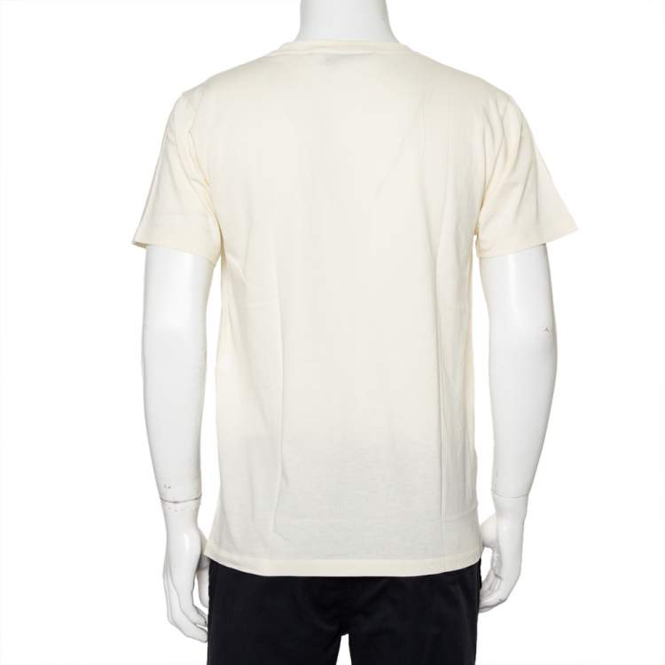 Pre Owned Gucci Cream Logo Cities Printed Cotton Crewneck T-Shirt S