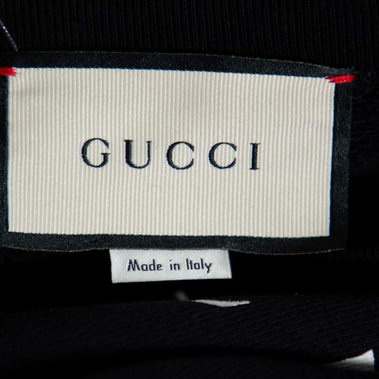Pre Owned Gucci Black Mouth Printed Cotton Oversized Crewneck Sweatshirt XS