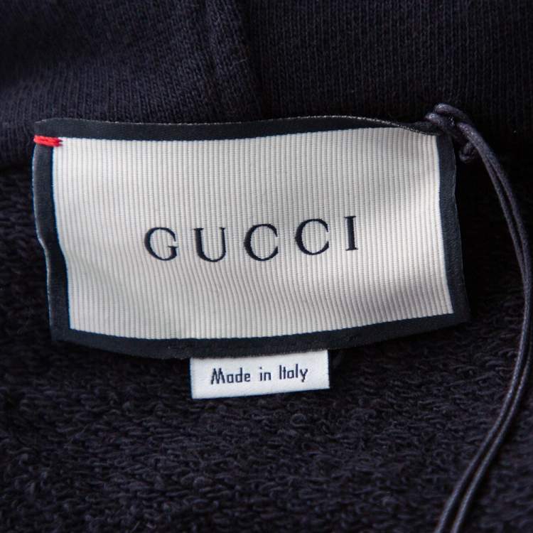 مملوكة مسبقًا Gucci Black Cotton Metallic Logo & Star Printed Hoodie S