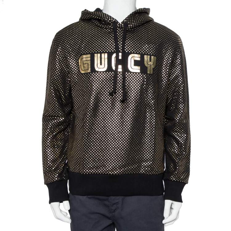 Gucci Black Cotton Metallic Logo & Star Printed Hoodie S Gucci | The Luxury  Closet