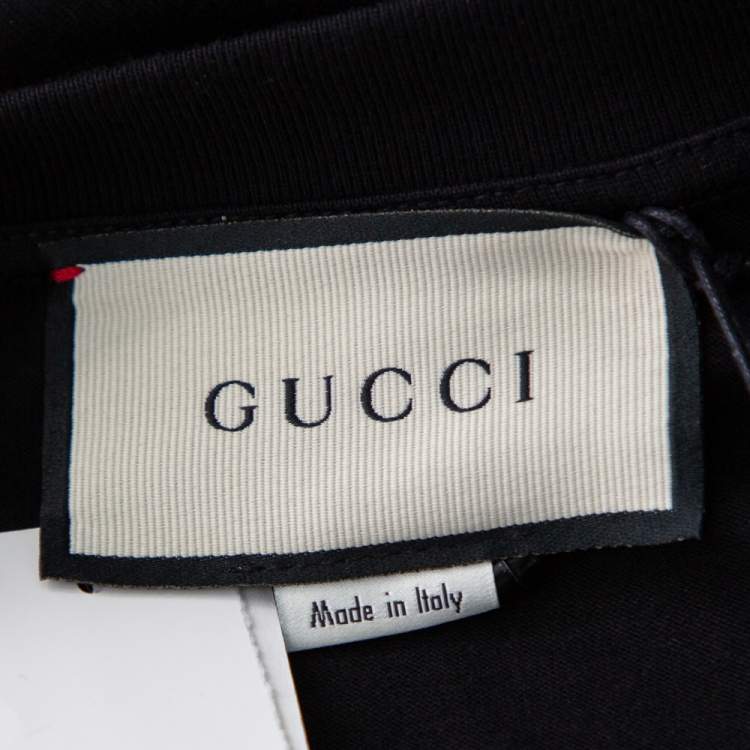 Pre Owned Gucci Black Cotton Strawberry Printed Oversized Crewneck T-Shirt XS