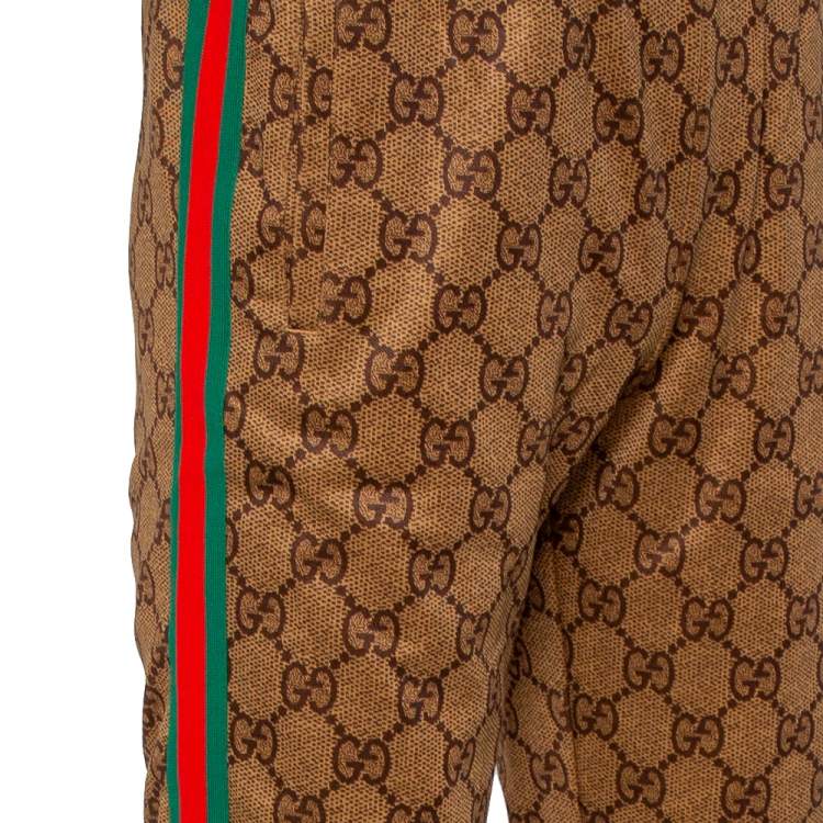 Pre Owned Gucci Brown Jersey Side Strip Detail Technical Joggers XS