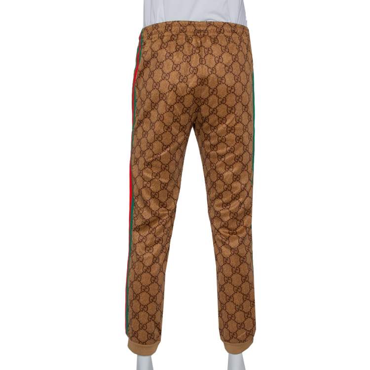 Pre Owned Gucci Brown Jersey Side Strip Detail Technical Joggers XS