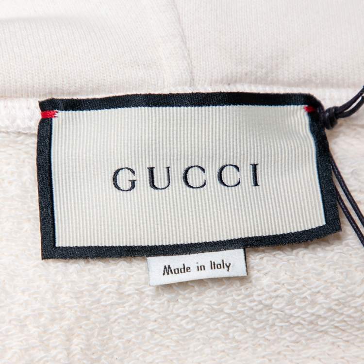 Pre Owned Gucci Cream Cotton Interlocking G Print Hooded Sweatshirt XS