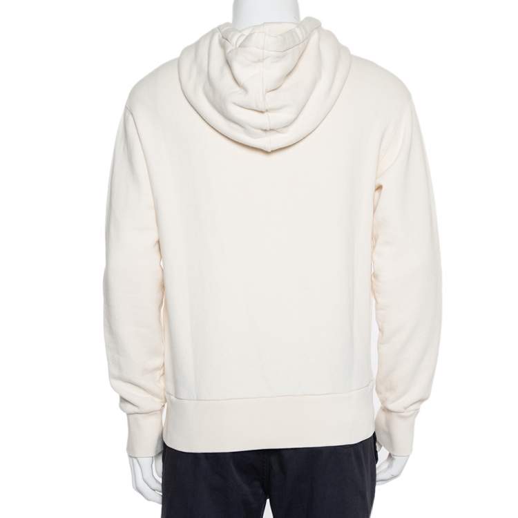 Pre Owned Gucci Cream Cotton Interlocking G Print Hooded Sweatshirt XS
