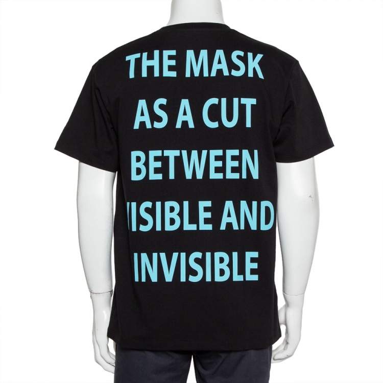 Pre Owned Gucci Black Logo Mask Print Cotton Oversized T-Shirt XS