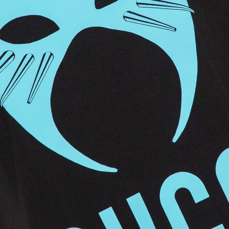 Pre Owned Gucci Black Logo Mask Print Cotton Oversized T-Shirt XS