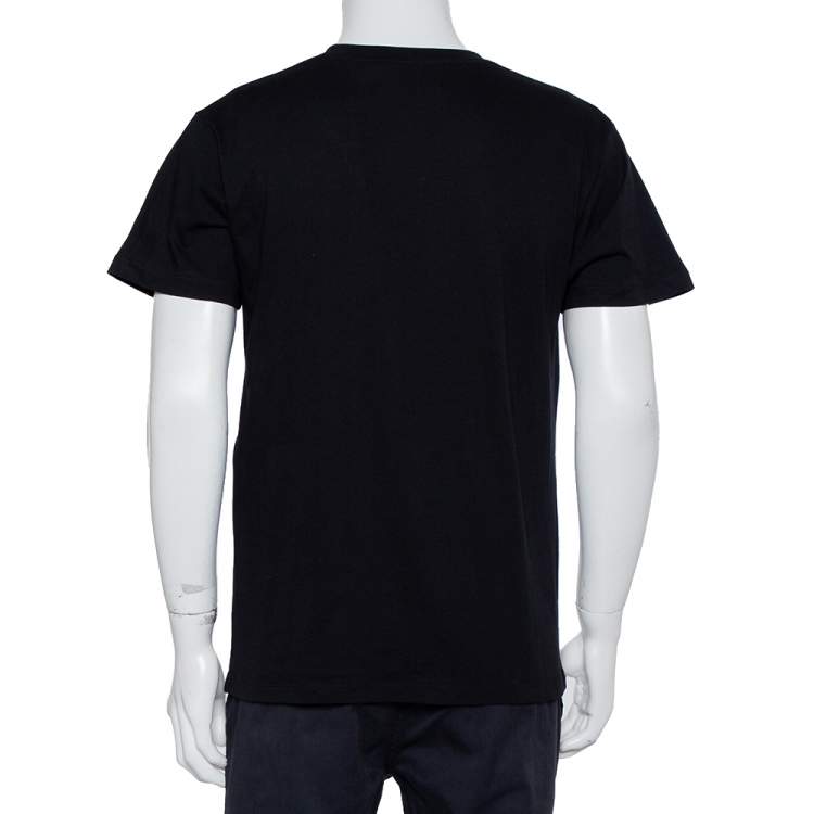 Pre Owned Gucci Black Logo Printed Cotton Oversized Crewneck T-Shirt XS