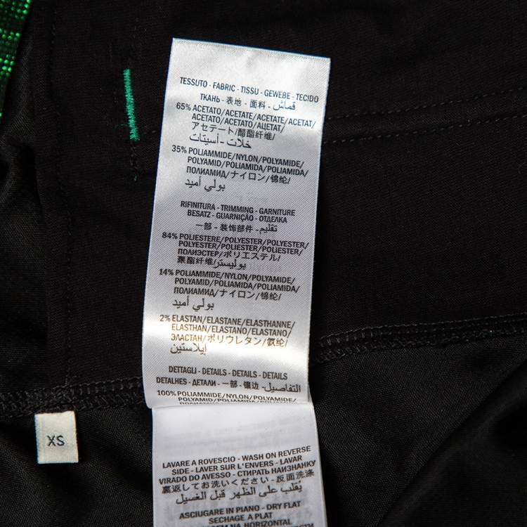 Pre Owned Gucci Green Lame Side Stripe Detail Zip Front Oversized Jacket XS