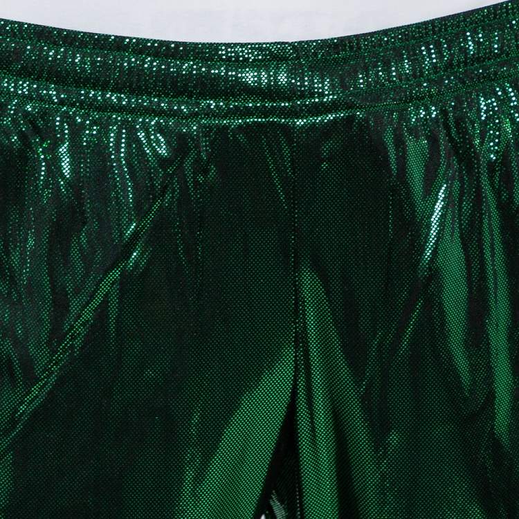 Pre Owned Gucci Green Lamé Side Strip Detail Oversized Joggers XS