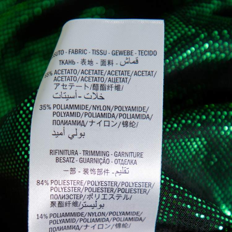 Pre Owned Gucci Green Lamé Side Strip Detail Oversized Joggers XS