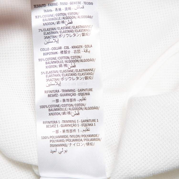 Pre Owned Gucci White Honeycomb Knit Logo Detail Contrast Trim Polo T-Shirt L