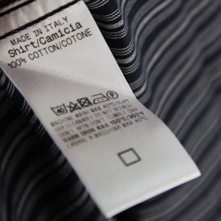 Pre Owned Gucci Grey Striped Cotton Body Slim Fitted Shirt L 