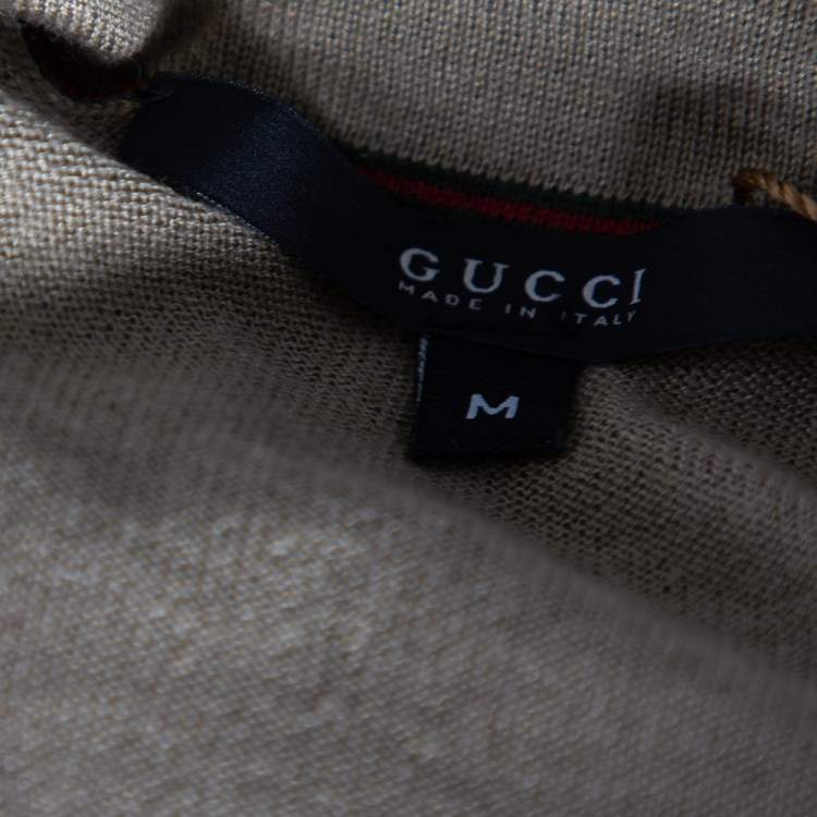 Pre Owned Gucci Dark Beige Cashmere Short Sleeve T-Shirt M