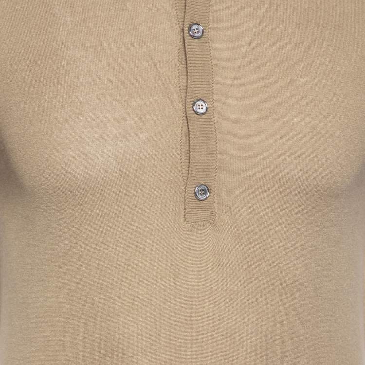 Pre Owned Gucci Dark Beige Cashmere Short Sleeve T-Shirt M
