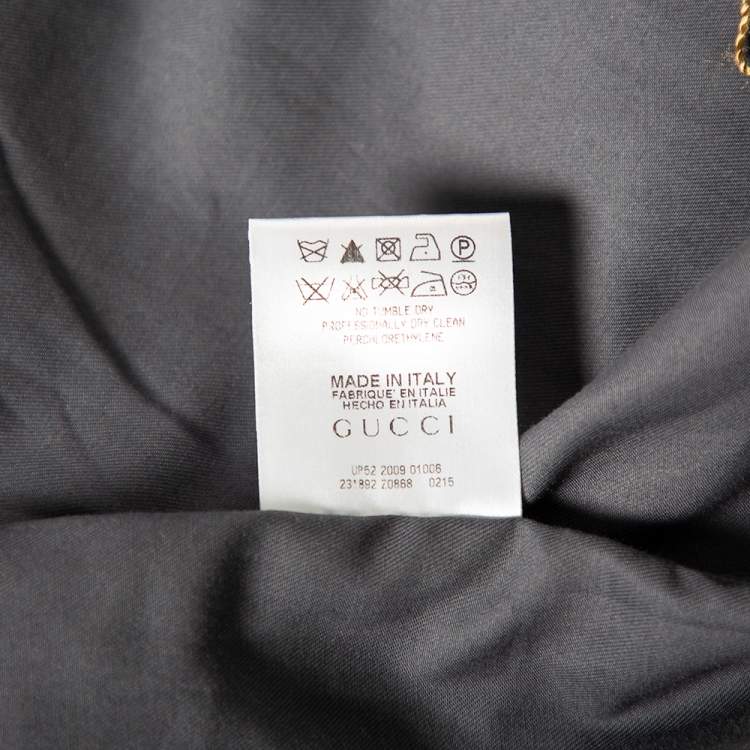Pre Owned Gucci Tricolor Cotton & Mesh Collar Zip Detail Skinny Fit Short Sleeve Shirt Medium (Eu 40) 
